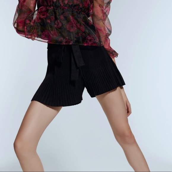 ZARA BNWT Faux Suede Pleated Shorts - Picture 2 of 6
